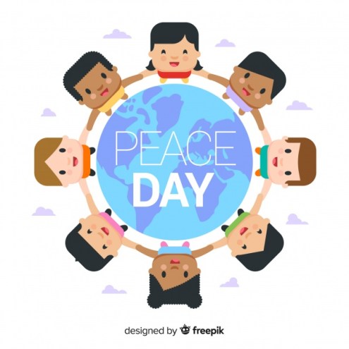peace-day-background-with-flat-kids-around-earth_freepik